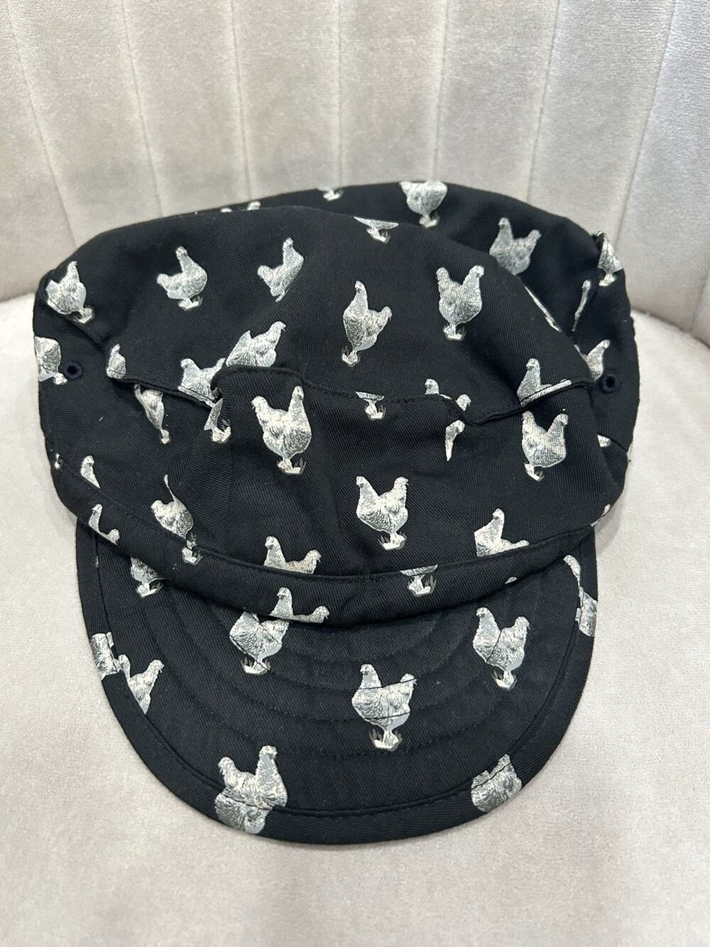 Kangol Chicken Military Cap Hat Womens XL Black Rooster Cadet Patrol 9994BC
